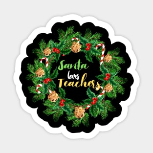 Funny Christmas Santa Loves Teachers Sticker